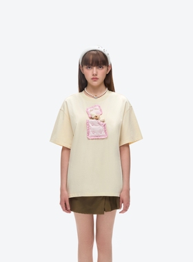 13DE MARZO 25春夏新款女士睡眠小熊宽松短袖T恤银泰百货 300178