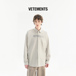 银泰百货 VETEMENTS 衬衫 LOGO皮标男女翻领长袖 01446 秋冬新品