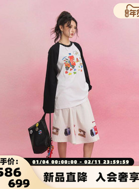 SOFITTE 25春夏女士插肩袖蛇年限定趣味印花长袖T恤银泰 301355