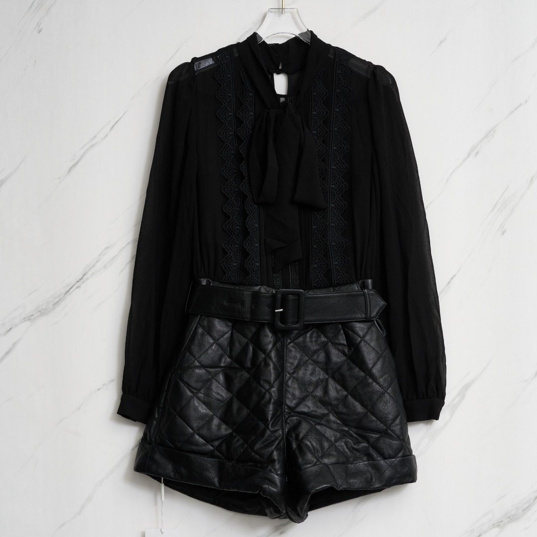 SELF-PORTRAIT 女士简约百搭网纱连体短裤银泰百货精品 301596