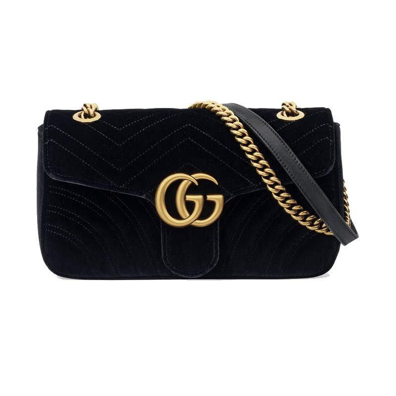 Gucci/古驰 女士丝绒双G单肩斜挎链条包 189303