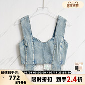 GANNI 潮流都市女士水钻吊坠牛仔吊带背心银泰百货精品 301596