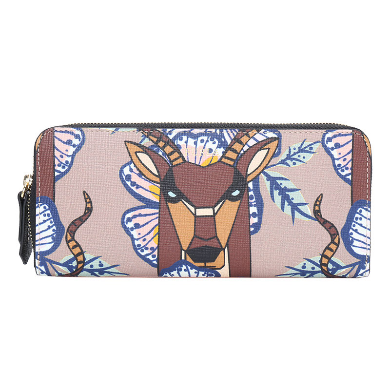 FURLA/ܽÀ Å£ÆÊ²ã¸ï²ÄÖÊÓ¡»¨Í¼°¸Å®Ê¿³¤¿îÇ®¼ÐÇ®°üÒøÌ©