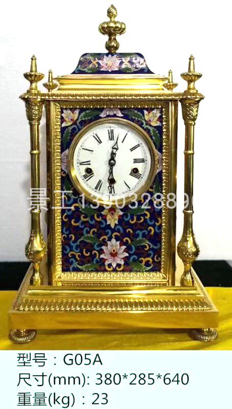 景工欧式美式中式机械古典珐琅景泰蓝座钟进口机芯五音钟大蓝色