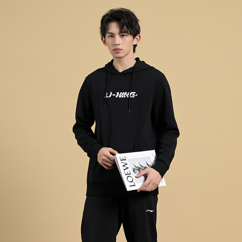 李宁健身训练男女连帽加绒卫衣