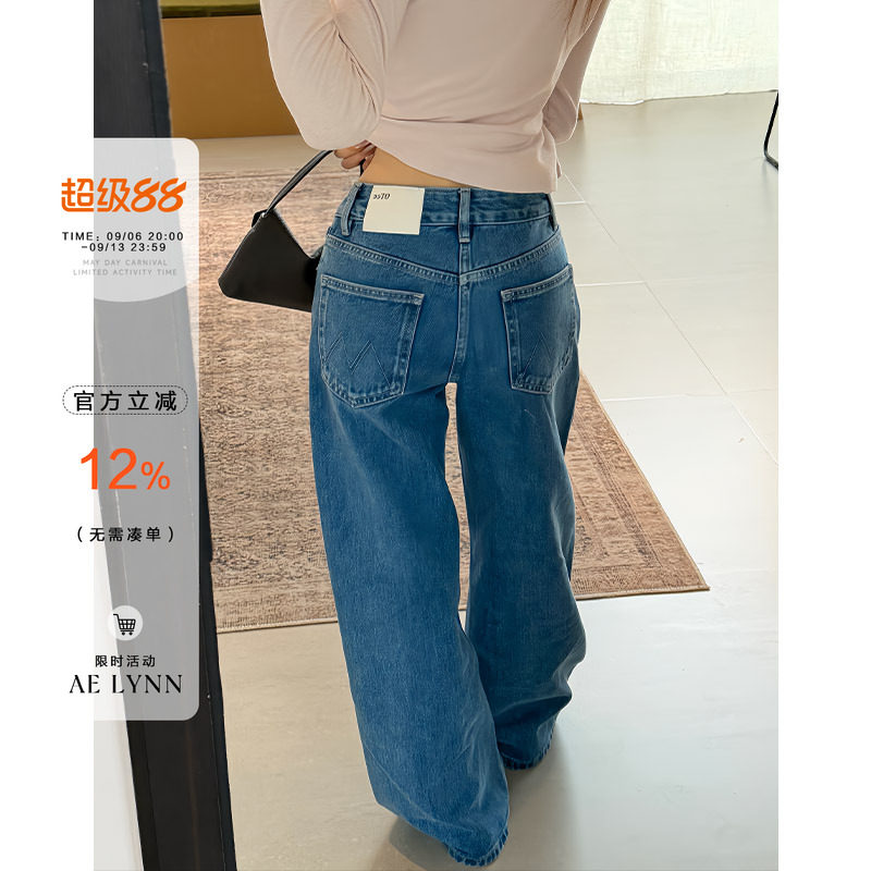 OTee复古蓝色牛仔裤女图片