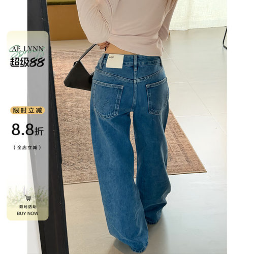 OTee复古蓝色牛仔裤女