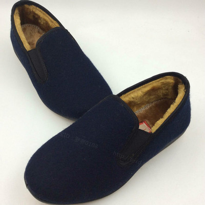 女棉鞋圆头套脚平底长毛呢子瑾园