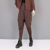 女弹力中腰长裤 2026春秋新潮个性 宽松垮裤 靴裤 小脚哈伦裤 女吊裆裤