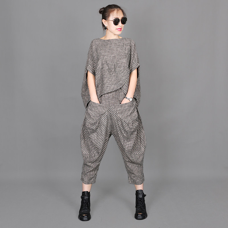 2026夏季新款洋气时尚女套装宽松短袖T恤上衣七分裤灯笼裤两件套