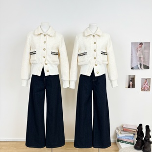 短款 早秋季 夹克 白色收腰小香风外套女巨好看 M.Y原创设计