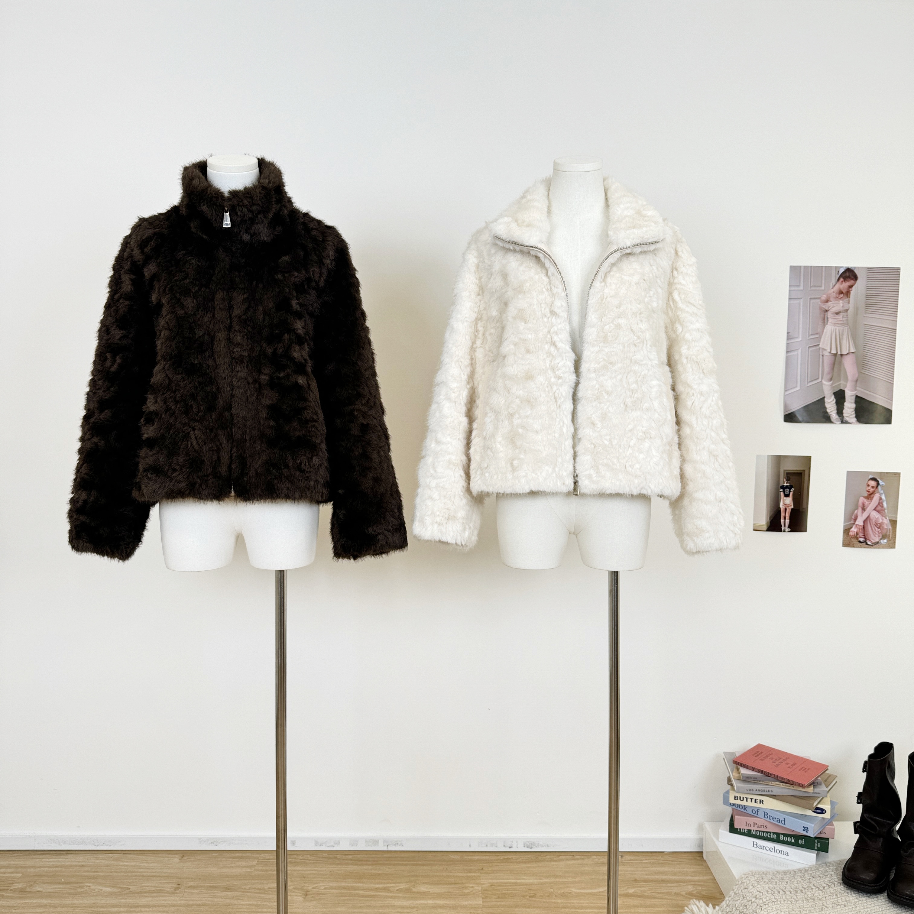 M.Y原创设计 立领肌理感保暖环保皮草毛毛外套女冬季休闲软糯上衣