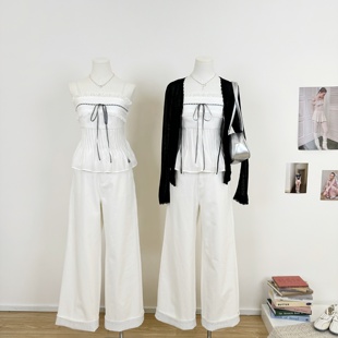 性感收腰辣妹小个子抹胸上衣 吊带背心女夏季 M.Y原创设计 法式