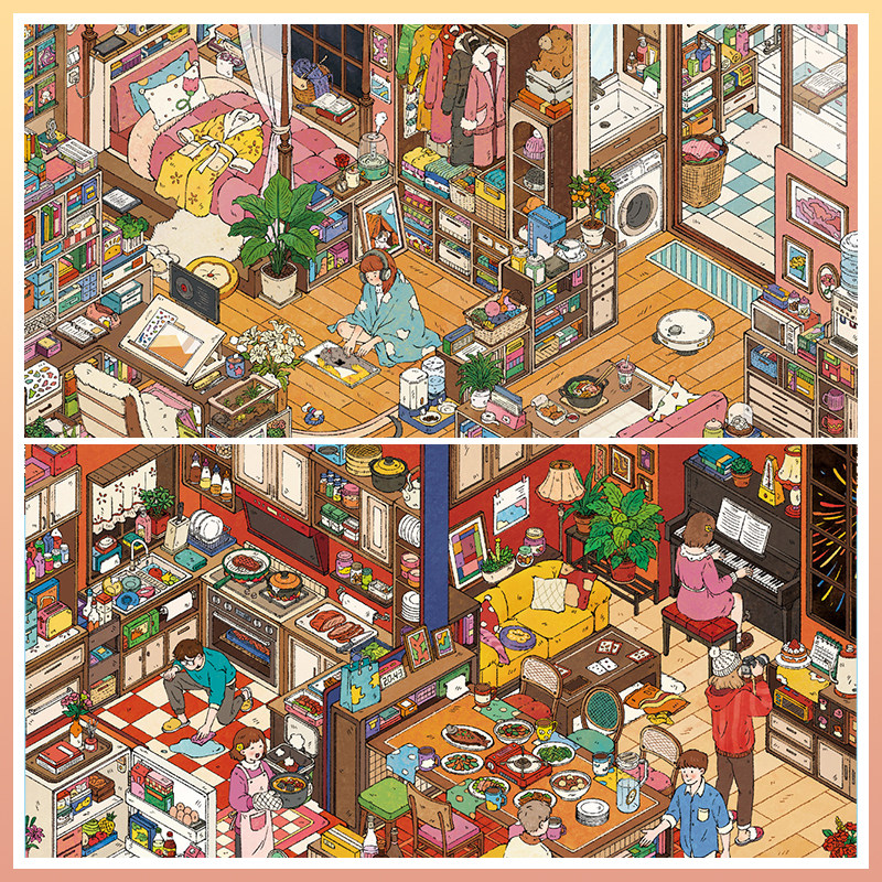 小日子不翻篇 创意解压diy我的小屋室内大版2.5D手工造景贴纸