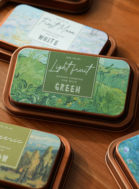 彩色印泥手帐印章 儿童手指画印泥盒 黑色白色印尼手账印台盒子