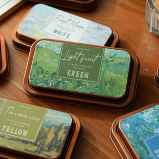 彩色印泥手帐印章 儿童手指画印泥盒 黑色白色印尼手账印台盒子