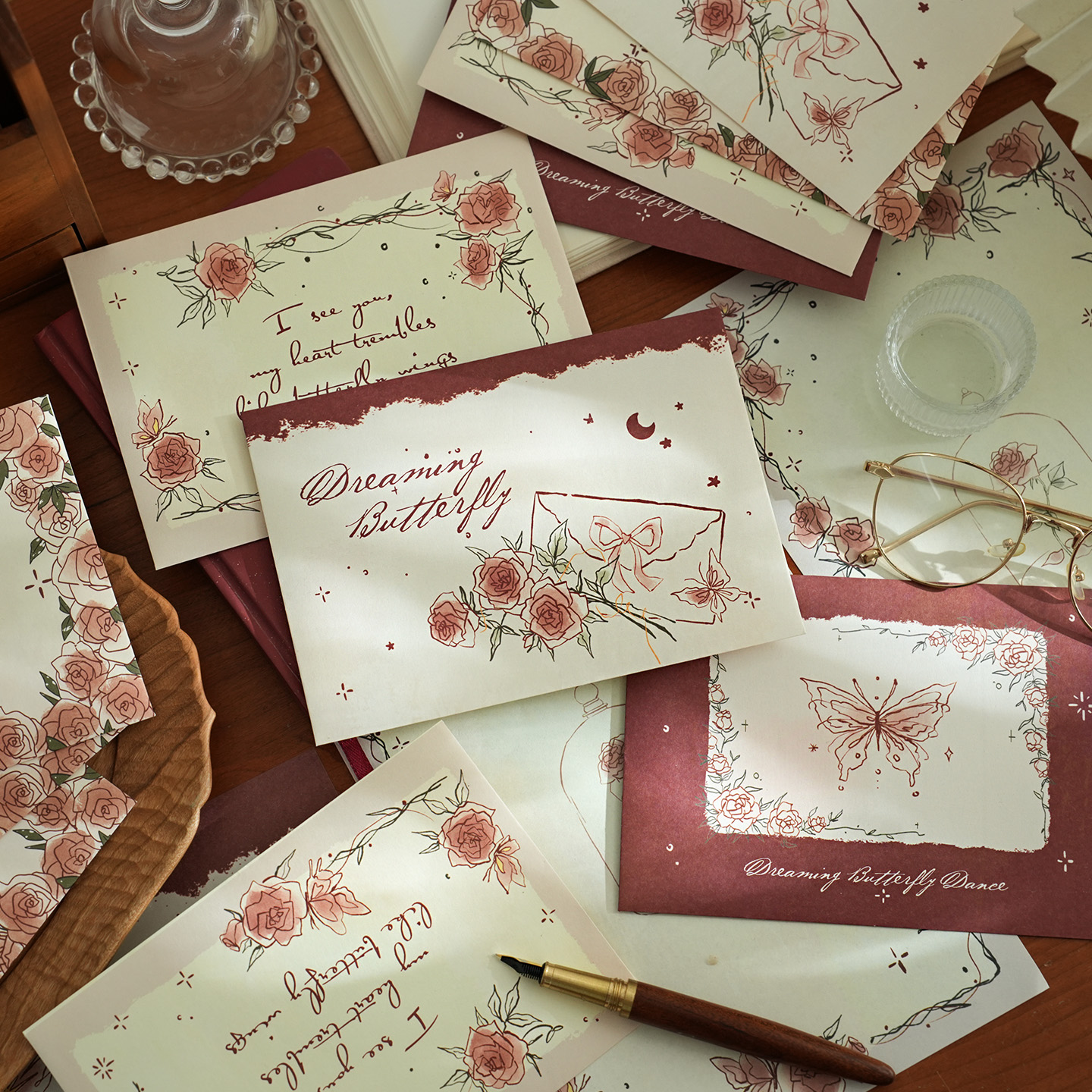 深情玫瑰信封信纸套装