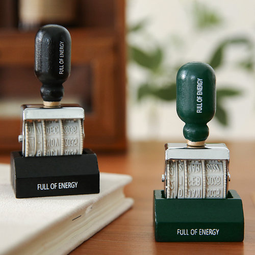 复古木质手柄日期印章