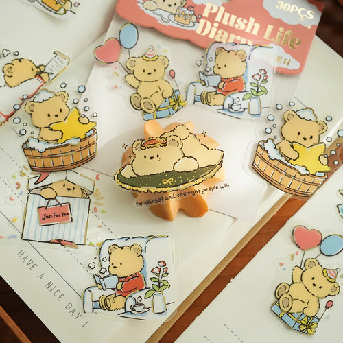 可爱卡通毛绒动物贴纸包