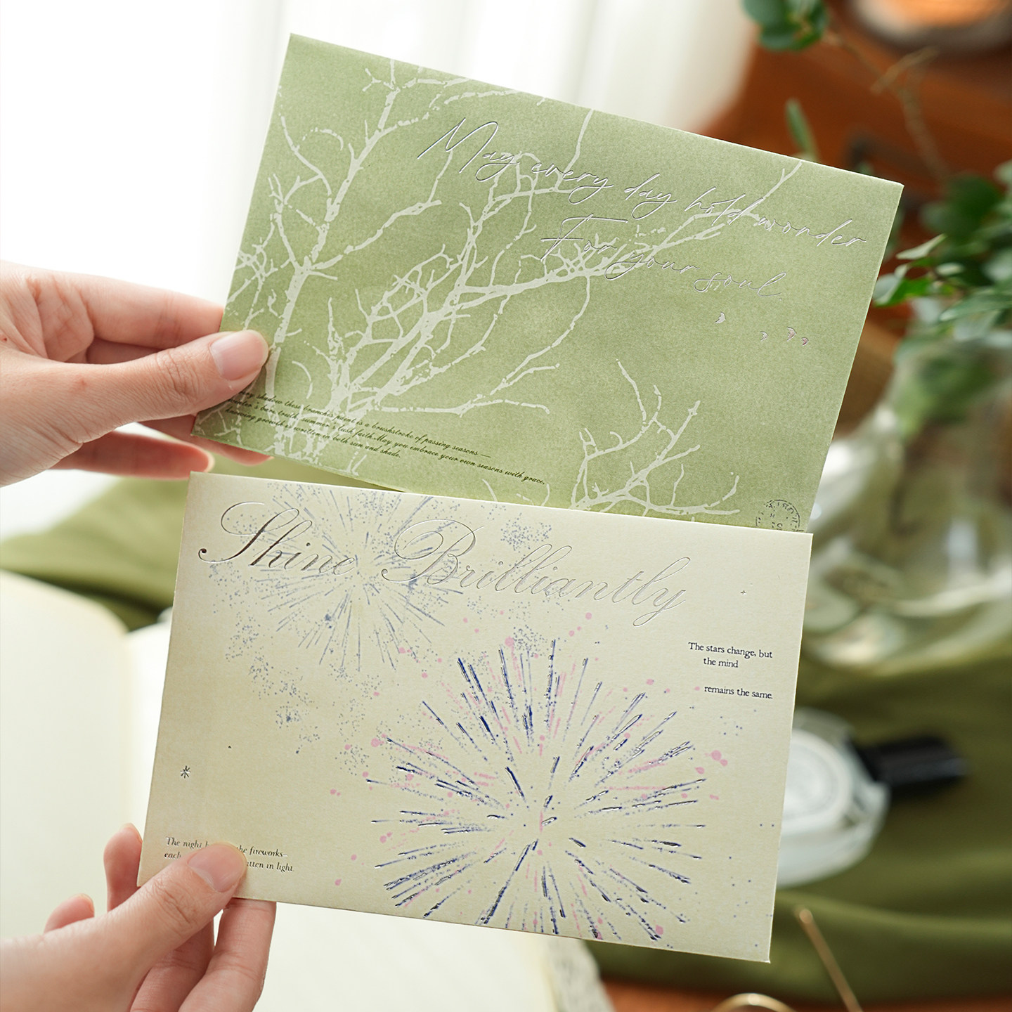 小日子不翻篇 ins风盐系复古文艺插画烫银信封手写祝福封口贴套装