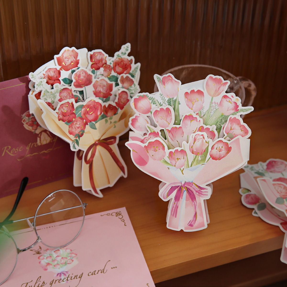 小日子不翻篇 圣诞节花束教师节郁金香贺卡送礼卡片手写祝福礼物