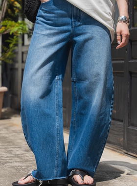 日单 2025秋季新款全棉水洗毛边高腰宽松牛仔裤 spick and span