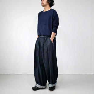 BEAMS联名款 男全棉水洗复古高腰宽松阔腿牛仔裤 新款 日单2025秋季