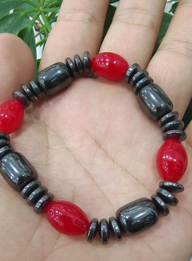 跨境货源磁性黑胆石手链男女通用手链有磁性磁石手链厂家批发代发