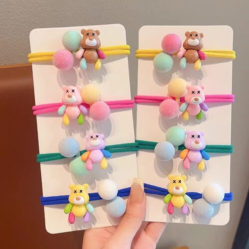 秋冬可爱小熊发高弹力发圈糖果色小熊扎发扎马尾皮筋发绳女