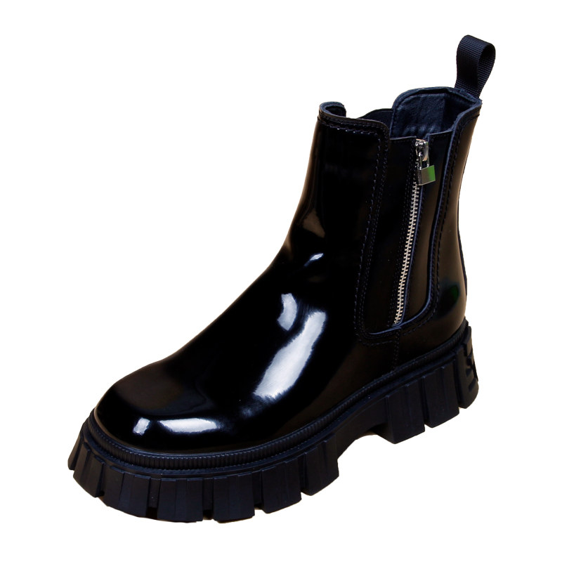 TRENDY BRAND BRITISH STYLE THICK-SOLED HEIGHTENED CHELSEA BOOTSMENS AUTUMN MID-RISE LEATHER BOOTS PATENT LEATHER MARTIN BOOTS BOOTS COWBOY BOOTS