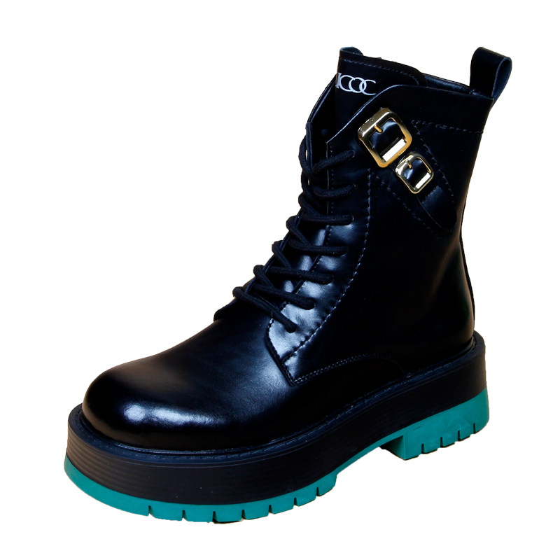 EUROPEAN STATION THICK-SOLED HEIGHTENED LACE-UP MARTIN BOOTS MENS AUTUMN BREATHABLE TIDE MENS MID-RISE LEATHER BOOTS CASUAL AND VERSATILE SHORT BOOTS
