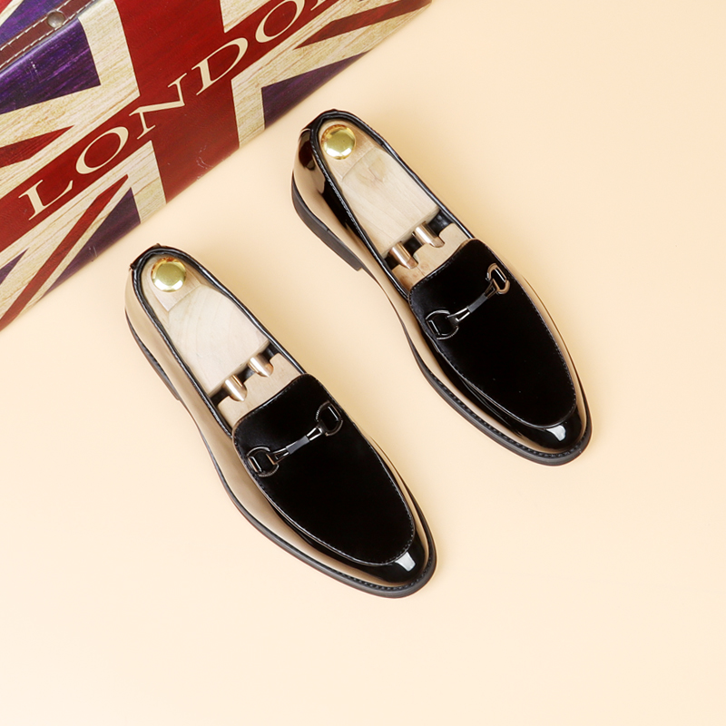 尖头韩版皮鞋男一脚蹬套脚豆豆鞋