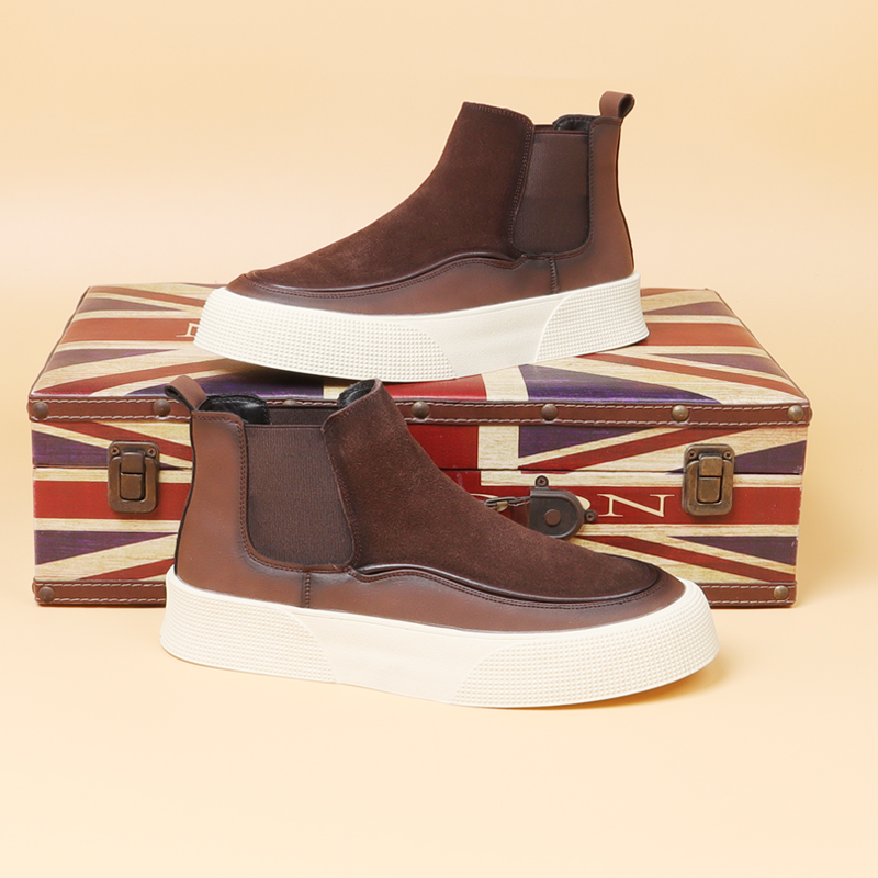 新款英伦风磨砂皮厚底切尔西靴子