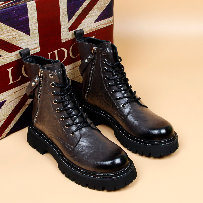 MARTIN BOOTS MENS HIGH-TOP BRITISH STYLE RETRO LEATHER HEIGHTENED LEATHER BOOTS HIGH-END SENSE OF LUXURY 2022 AUTUMN AND WINTER NEW CASUAL BOOTS