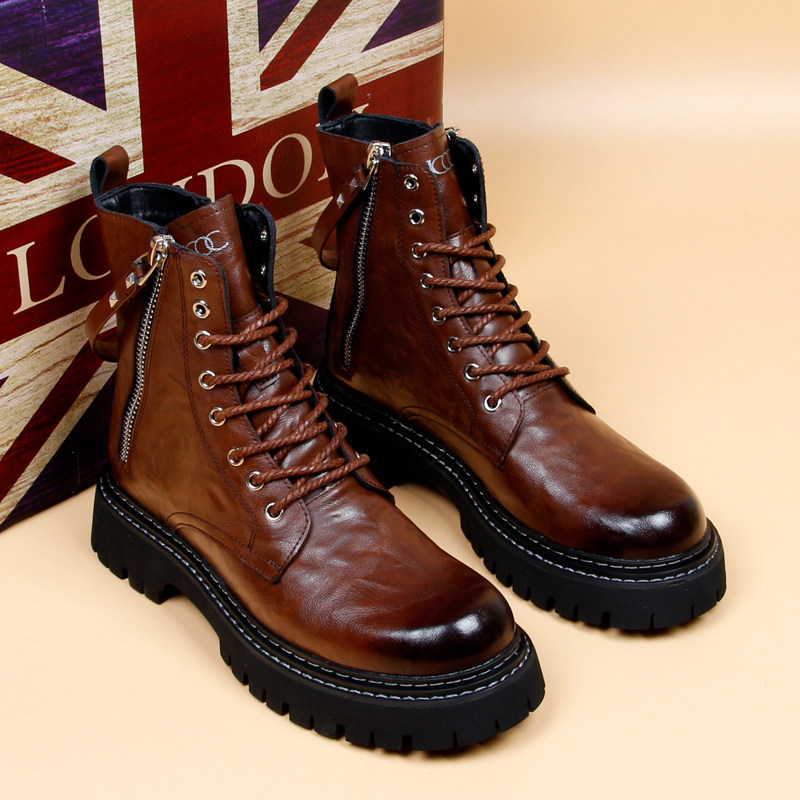 MARTIN BOOTS MENS HIGH-TOP BRITISH STYLE RETRO LEATHER HEIGHTENED LEATHER BOOTS HIGH-END SENSE OF LUXURY 2022 AUTUMN AND WINTER NEW CASUAL BOOTS