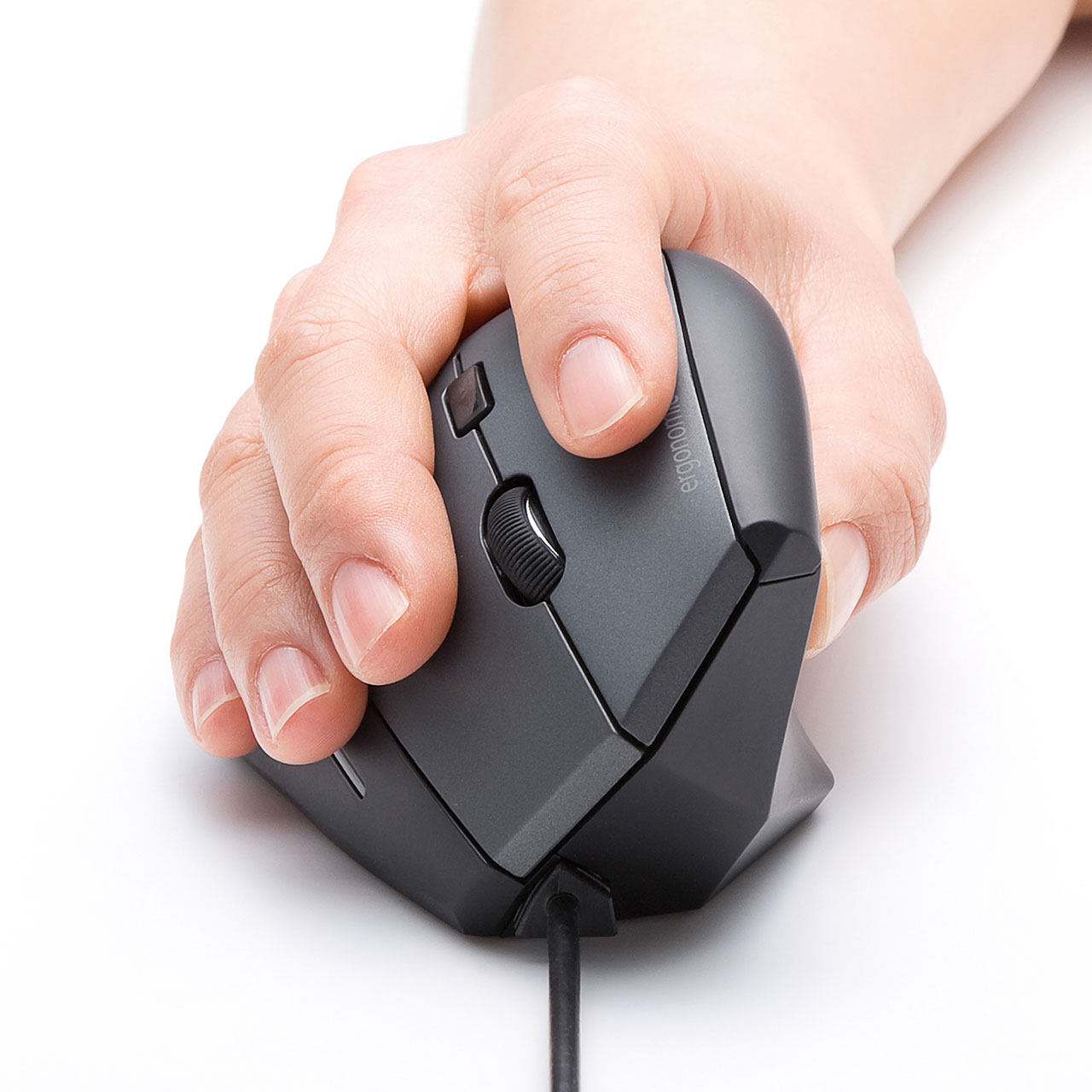 日本sanwa握式蓝光led有线鼠标 直立式大鼠标 电脑办公游戏