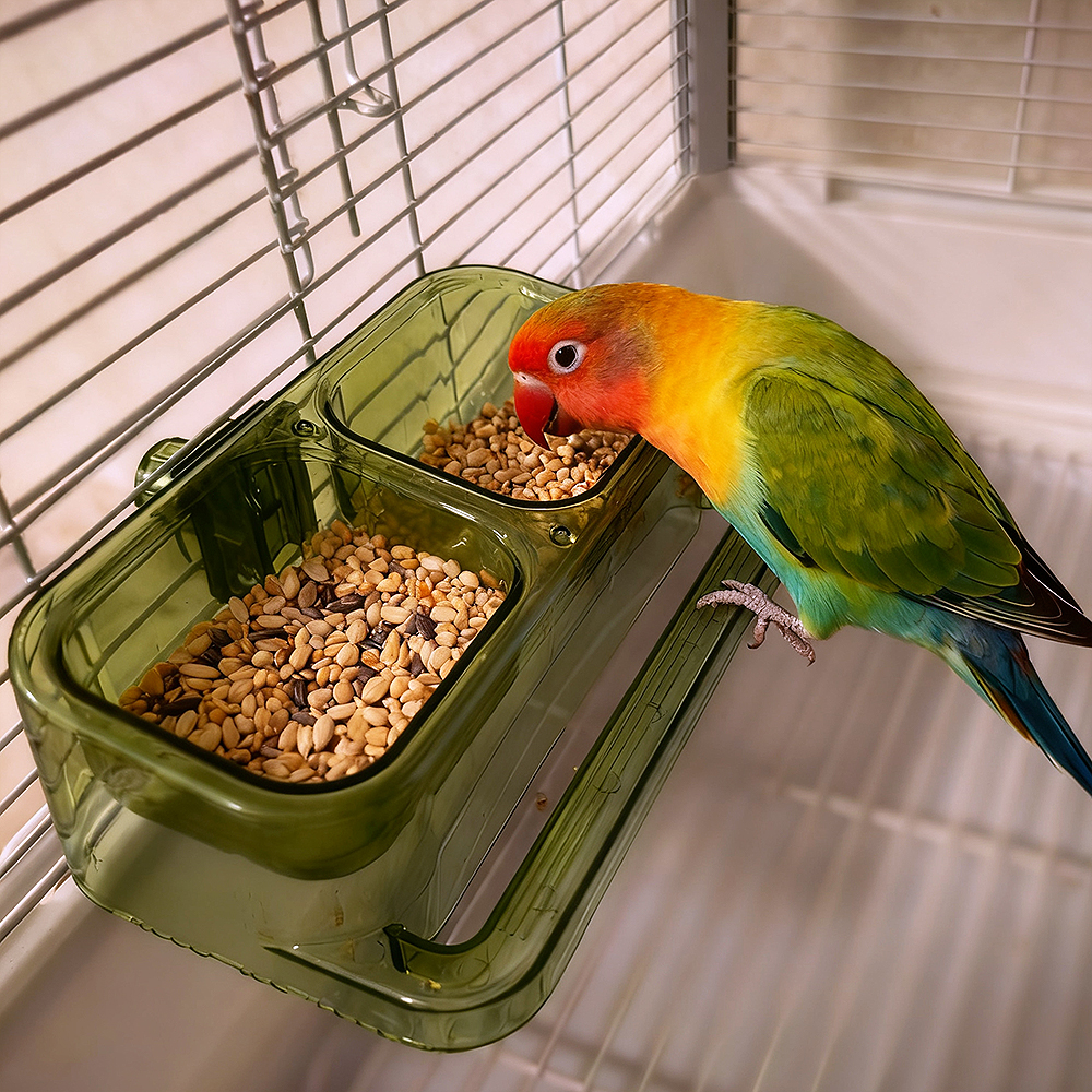 鹦鹉食盒虎皮牡丹玄凤挂式喂食器通用喂水食碗互动方便小鸟用具