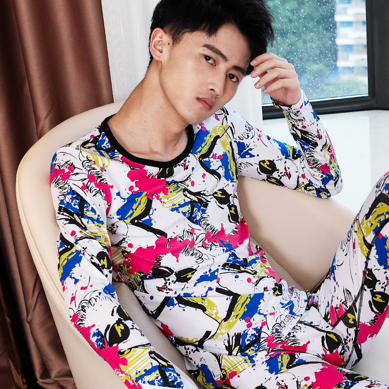 男士纯棉质秋冬季单件圆领秋衣保暖潮薄款上衣修身基础内衣打底衫