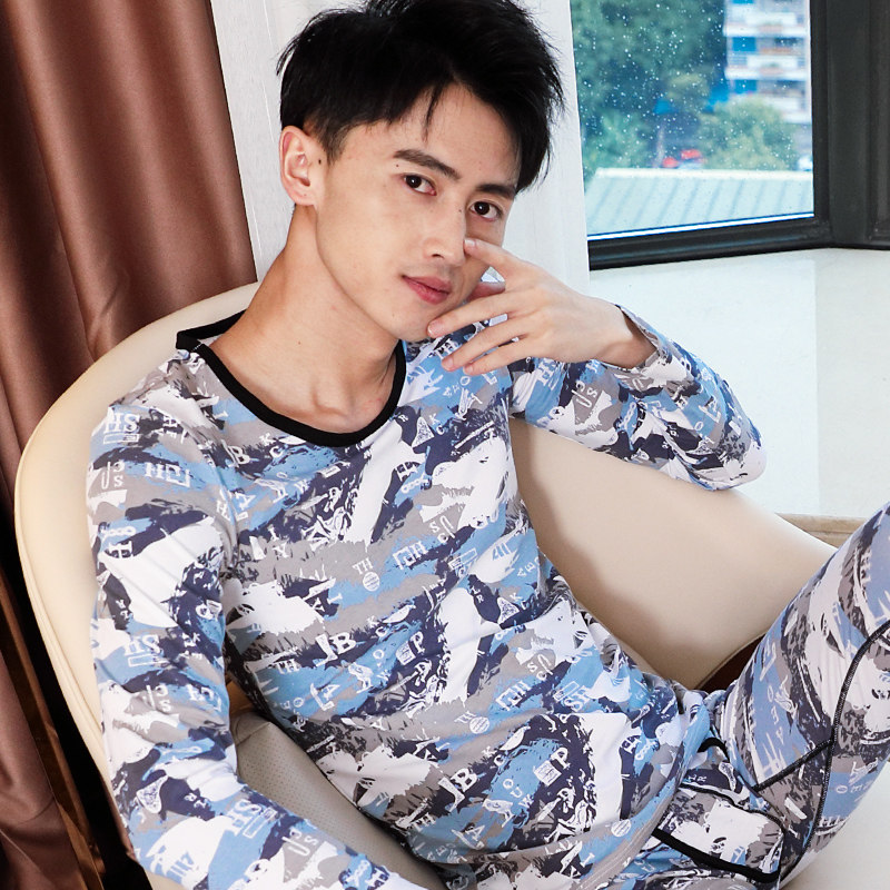 男士纯棉质秋冬秋衣单件薄款修身长袖保暖上衣打底衫圆领基础内衣