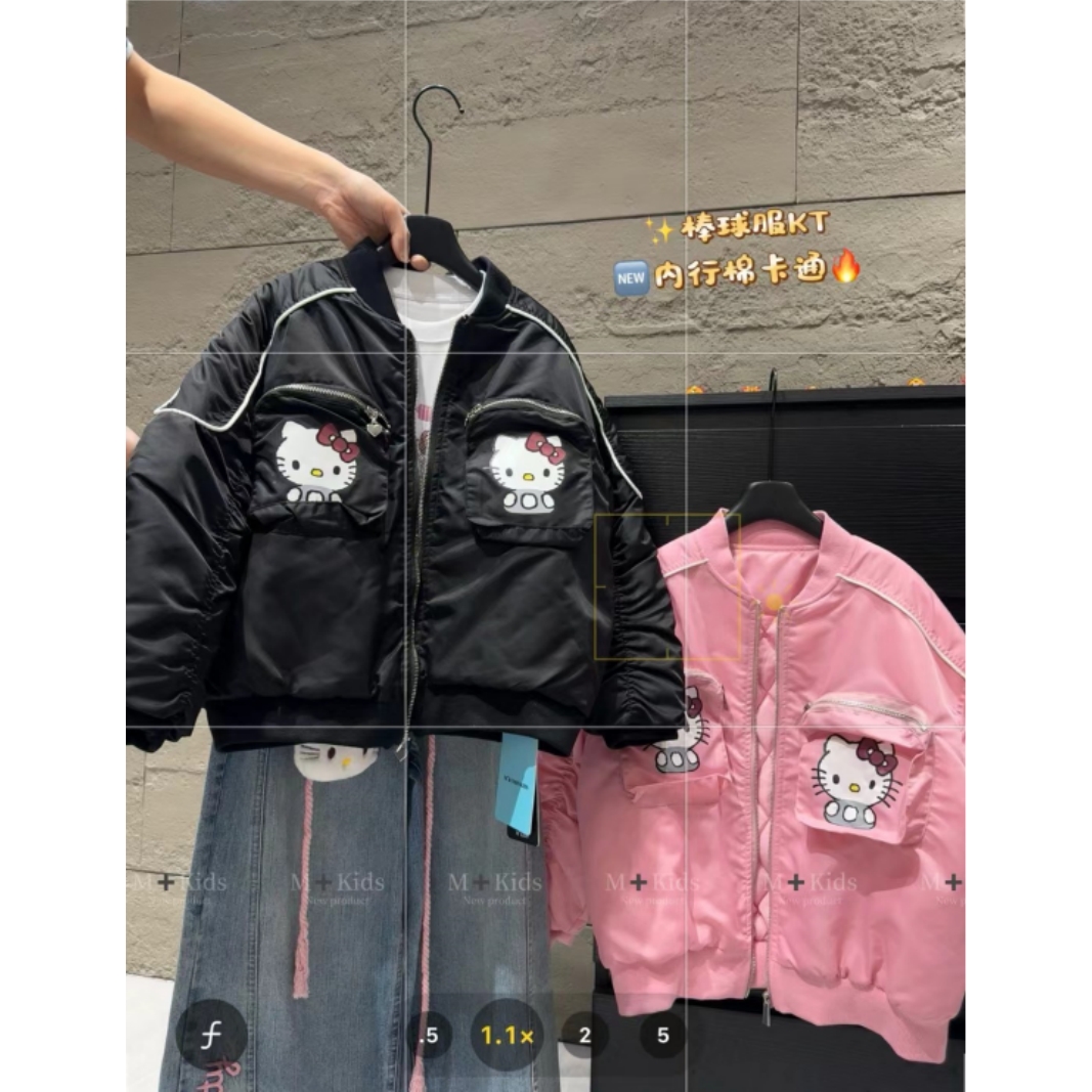 韩版女童装儿童中大童冬季亲子装母女装棉衣棉服大衣宽松百搭外套