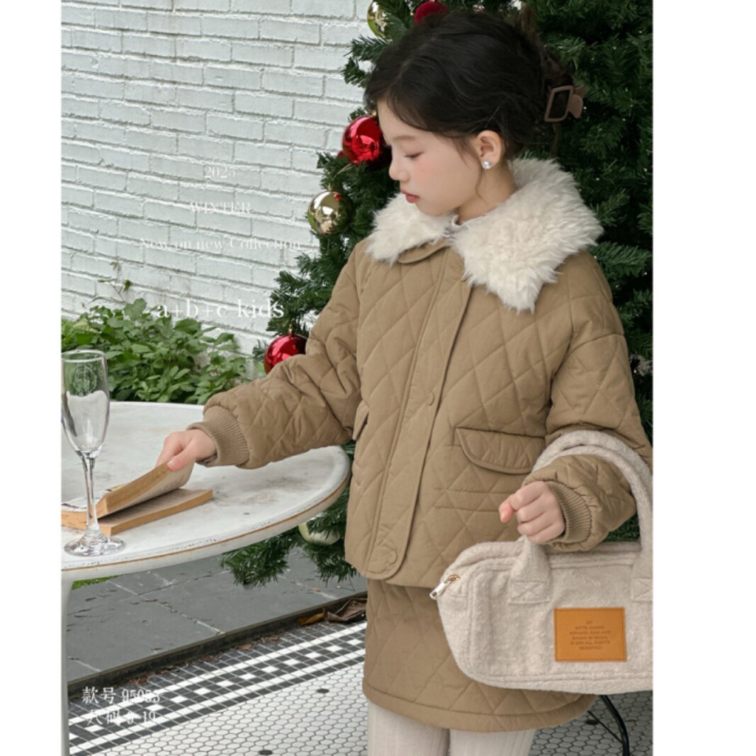 【小香风】韩版女童装冬季羽绒服菱格毛领外套+半身裙两件套装,童装/婴儿装/亲子装,羽绒服,淘宝优惠券,粉丝福利购,淘宝优惠卷