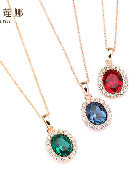 伊泰莲娜仿水晶祖母绿项链女