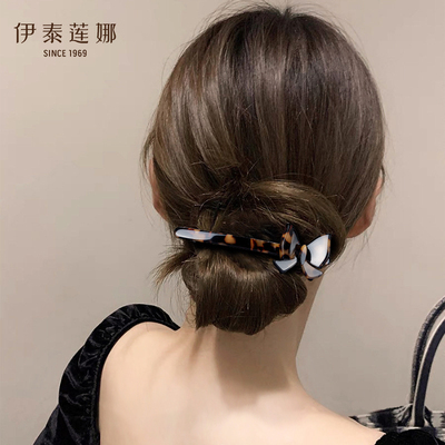 伊泰莲娜一字横夹 玳瑁色蝴蝶结简约细长夹 发卡顶夹 头饰发夹 女