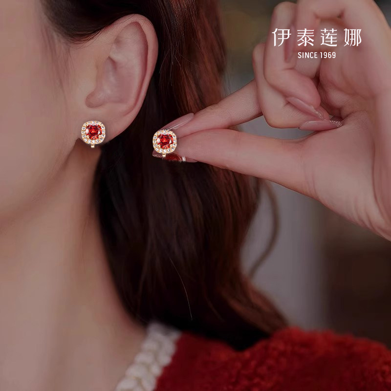 爪镶锆石玫瑰金耳夹耳钉伊泰莲娜