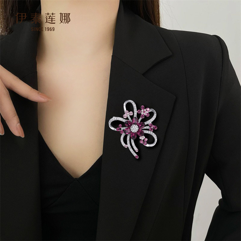 伊泰莲娜正品奢饰浪漫紫水晶胸花胸针丝巾别针女情人节礼物爆款