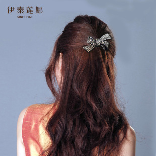 伊泰莲娜 醋酸板材发夹 鉄夹6cm发饰满钻蝴蝶结顶夹 发量少