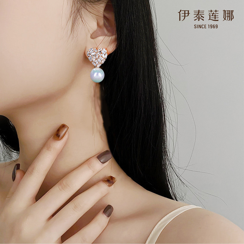 伊泰莲娜 仿水晶仿珍珠无耳洞戴耳夹 心怡轻奢百搭耳坠耳饰 女图片