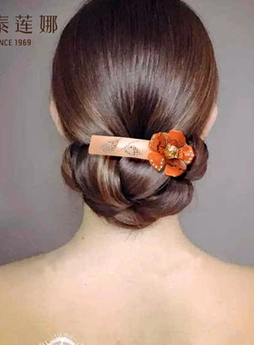 橙色思慕马尾夹发量中-稍多 仿珍珠后脑勺盘发夹发饰伊泰莲娜