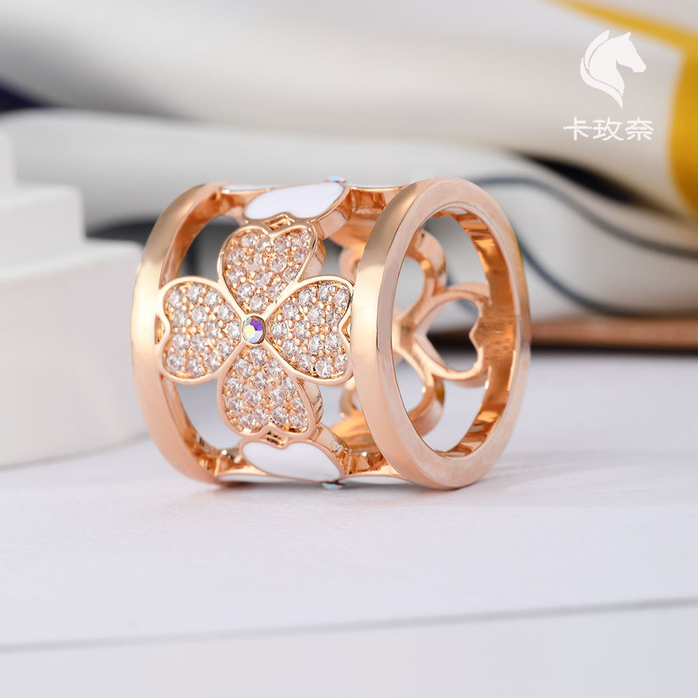 法式时尚四叶草丝巾扣筒围巾扣