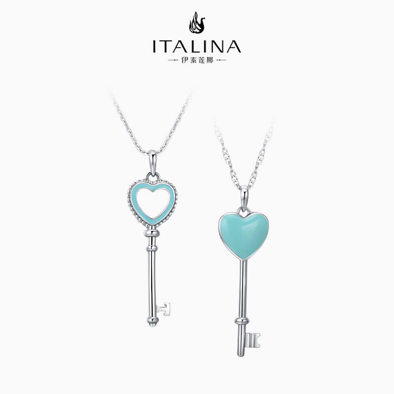 伊泰莲娜项链 女日韩版时尚简约短链心形吊坠925银芯动情人节礼物